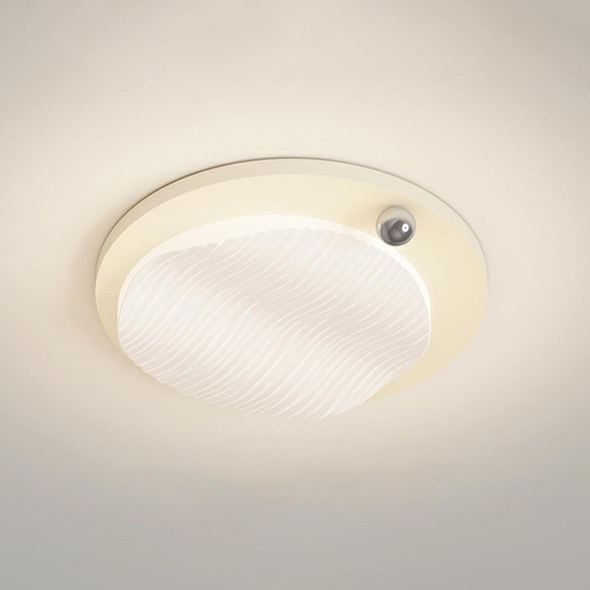 Modern Wave Textured Rectangle LED Flush Mount Light Image - 11