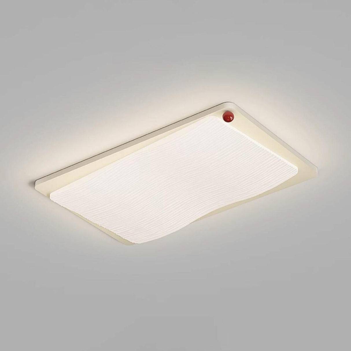 Modern Wave Textured Rectangle LED Flush Mount Light Image - 12