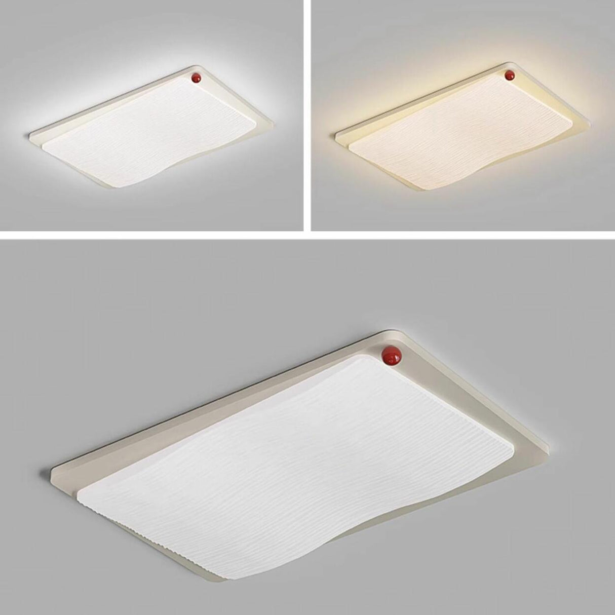 Modern Wave Textured Rectangle LED Flush Mount Light Image - 15