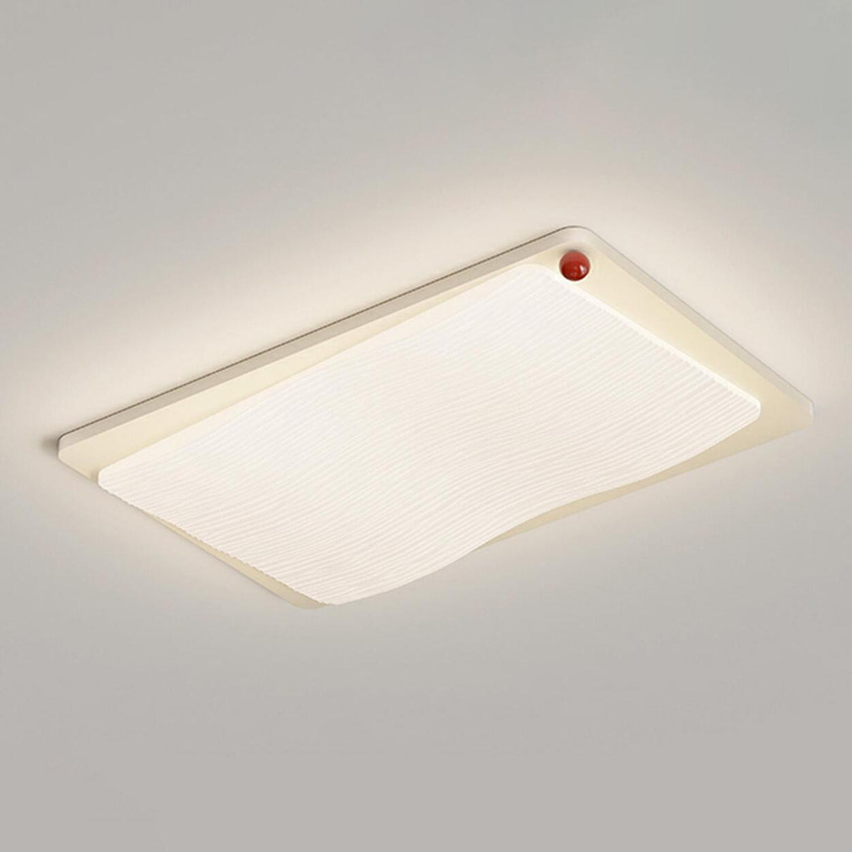 Modern Wave Textured Rectangle LED Flush Mount Light Image - 2