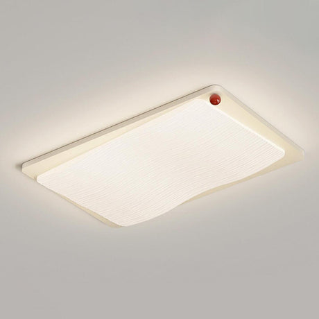 Modern Wave Textured Rectangle LED Flush Mount Light Image - 2