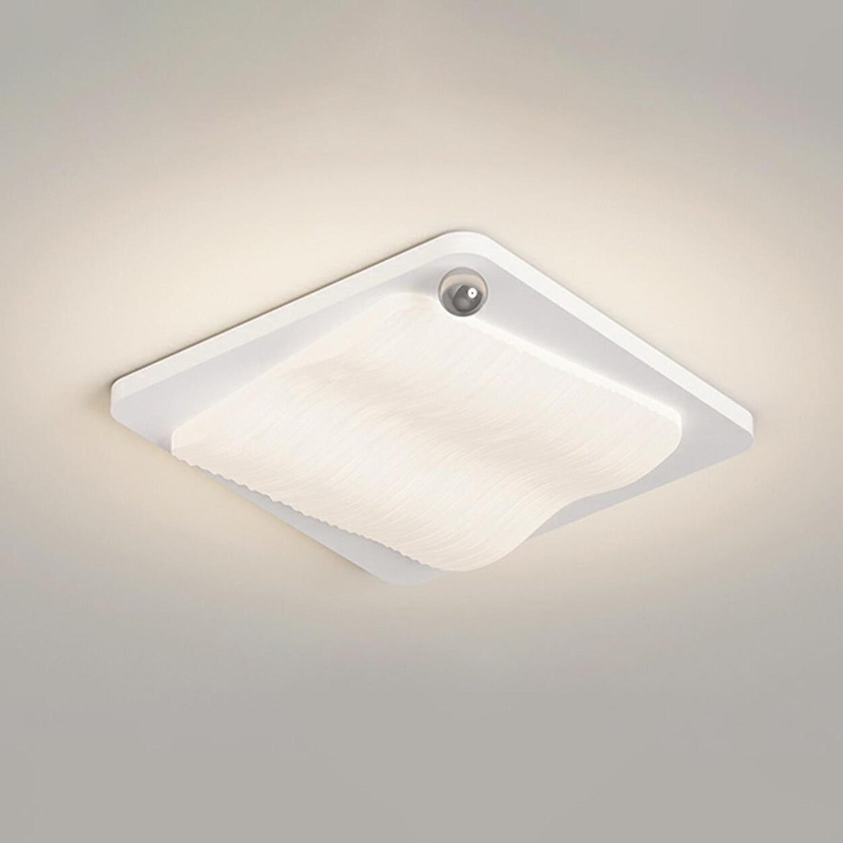 Modern Wave Textured Rectangle LED Flush Mount Light Image - 21