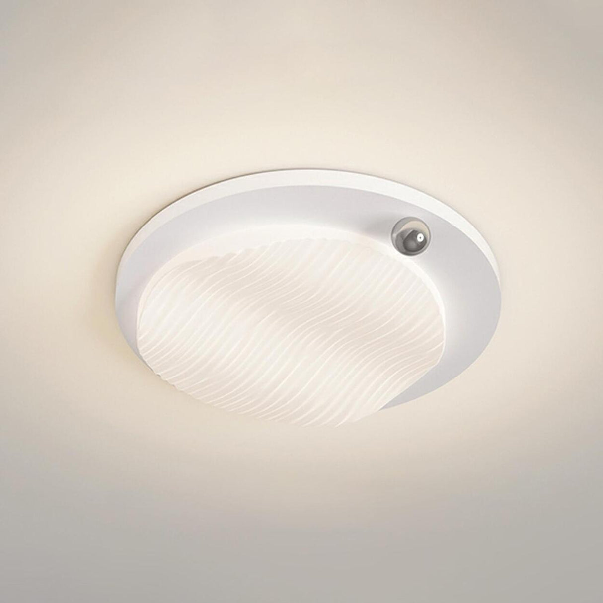 Modern Wave Textured Rectangle LED Flush Mount Light Image - 23