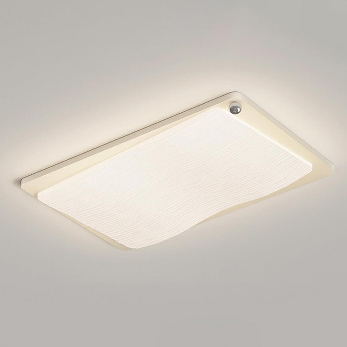 Modern Wave Textured Rectangle LED Flush Mount Light Image - 8