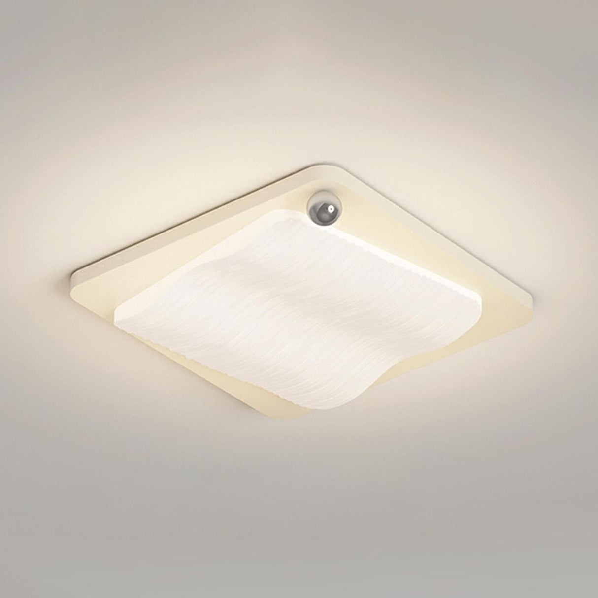 Modern Wave Textured Rectangle LED Flush Mount Light Image - 9