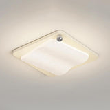 Modern Wave Textured Rectangle LED Flush Mount Light Image - 9