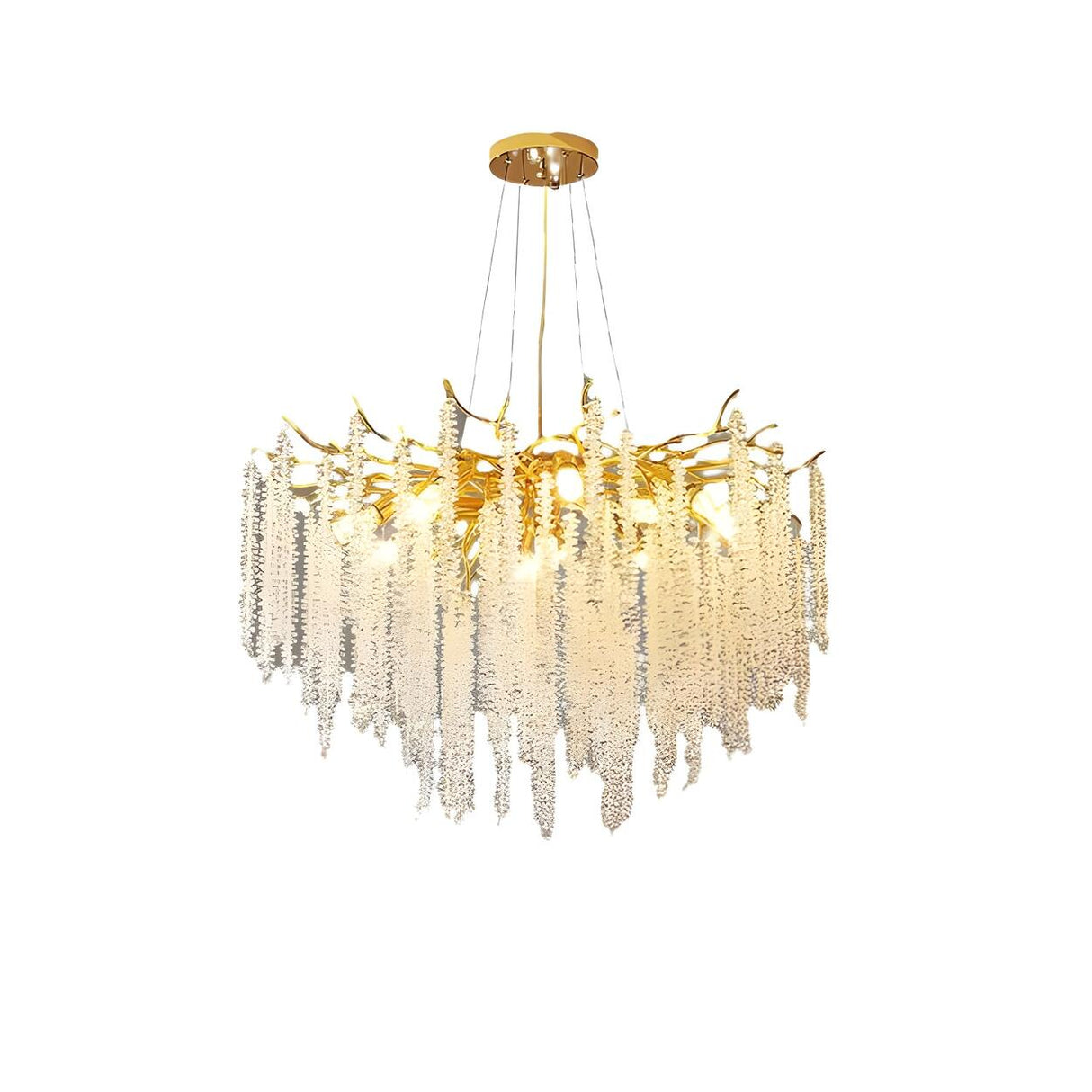 Modern Whimsical Willow Branch Crystal Chandelier Image - 2