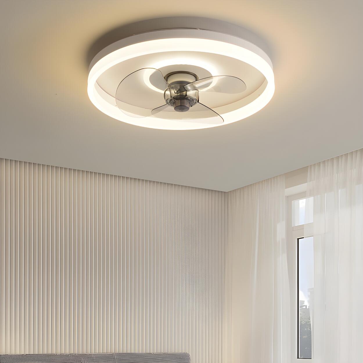 Modern White 3 Blade Circle Ceiling Fan with LED Light Image - 1