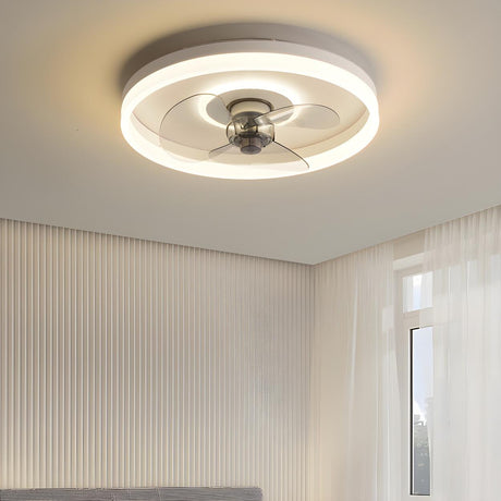 Modern White 3 Blade Circle Ceiling Fan with LED Light Image - 1