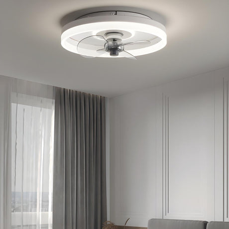 Modern White 3 Blade Circle Ceiling Fan with LED Light Image - 2