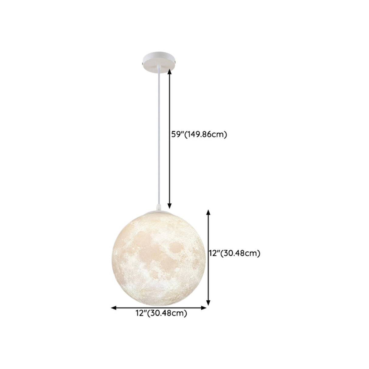 Modern White 3D Moon Bedroom Lunar Surface Pendant Light Image - 10