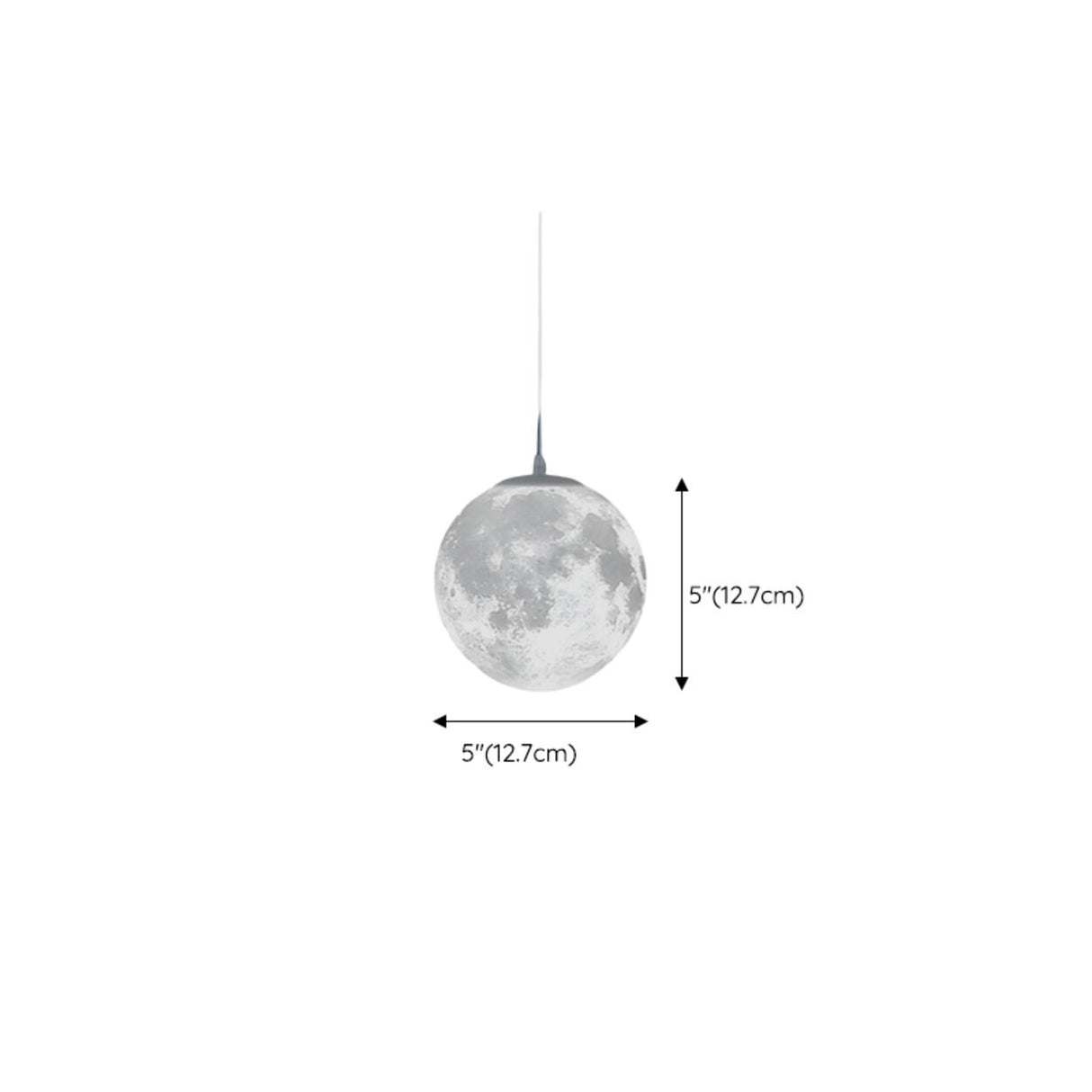 Modern White 3D Moon Globe Bedroom Pendant Light 