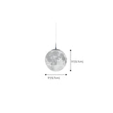 Modern White 3D Moon Globe Bedroom Pendant Light #size