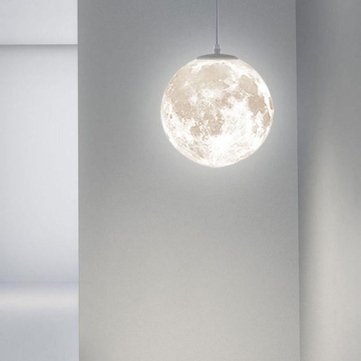 Modern White 3D Moon Globe Bedroom Pendant Light Image - 5