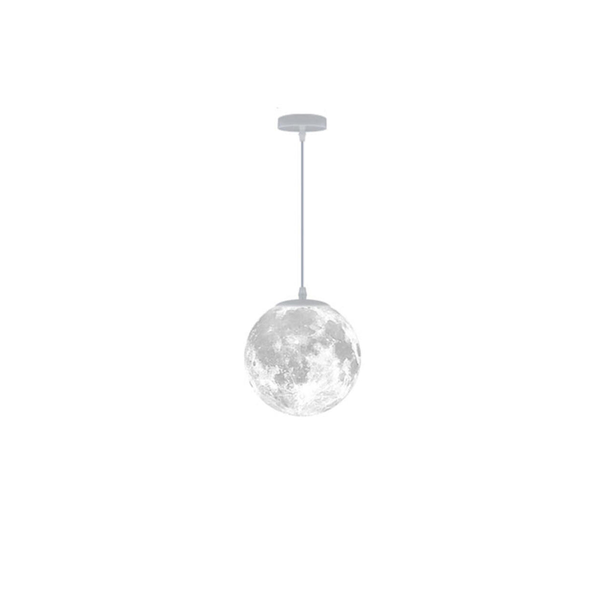 Modern White 3D Moon Globe Bedroom Pendant Light Image - 6