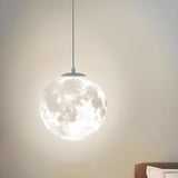 Modern White 3D Moon Globe Bedroom Pendant Light Image - 9