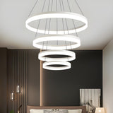 Modern White Acrylic Loop LED Ring Pendant Chandelier Image - 2