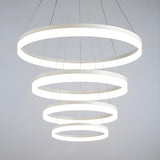 Modern White Acrylic Loop LED Ring Pendant Chandelier Image - 4