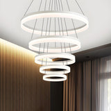 Modern White Acrylic Loop LED Ring Pendant Chandelier Image - 6