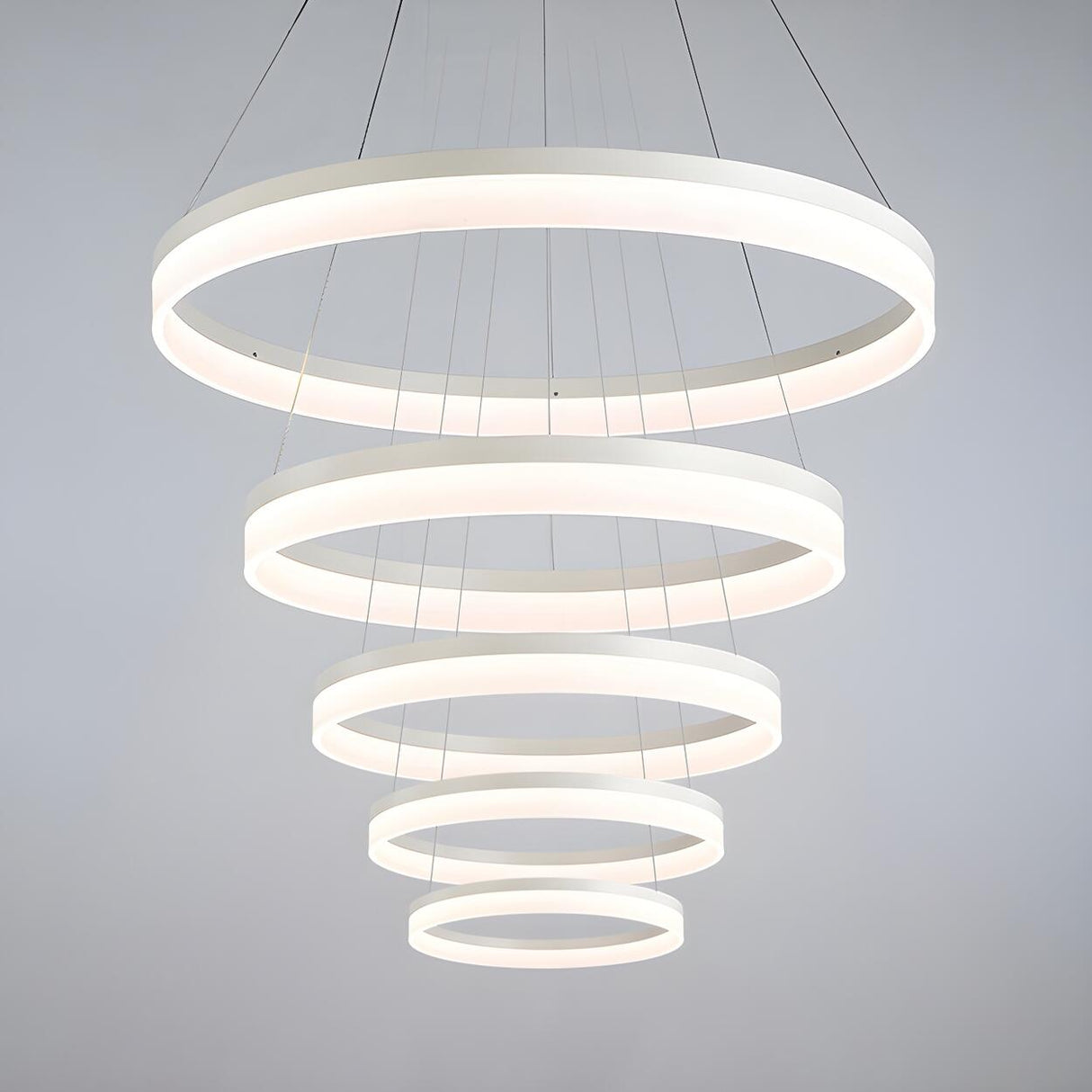 Modern White Acrylic Loop LED Ring Pendant Chandelier Image - 8