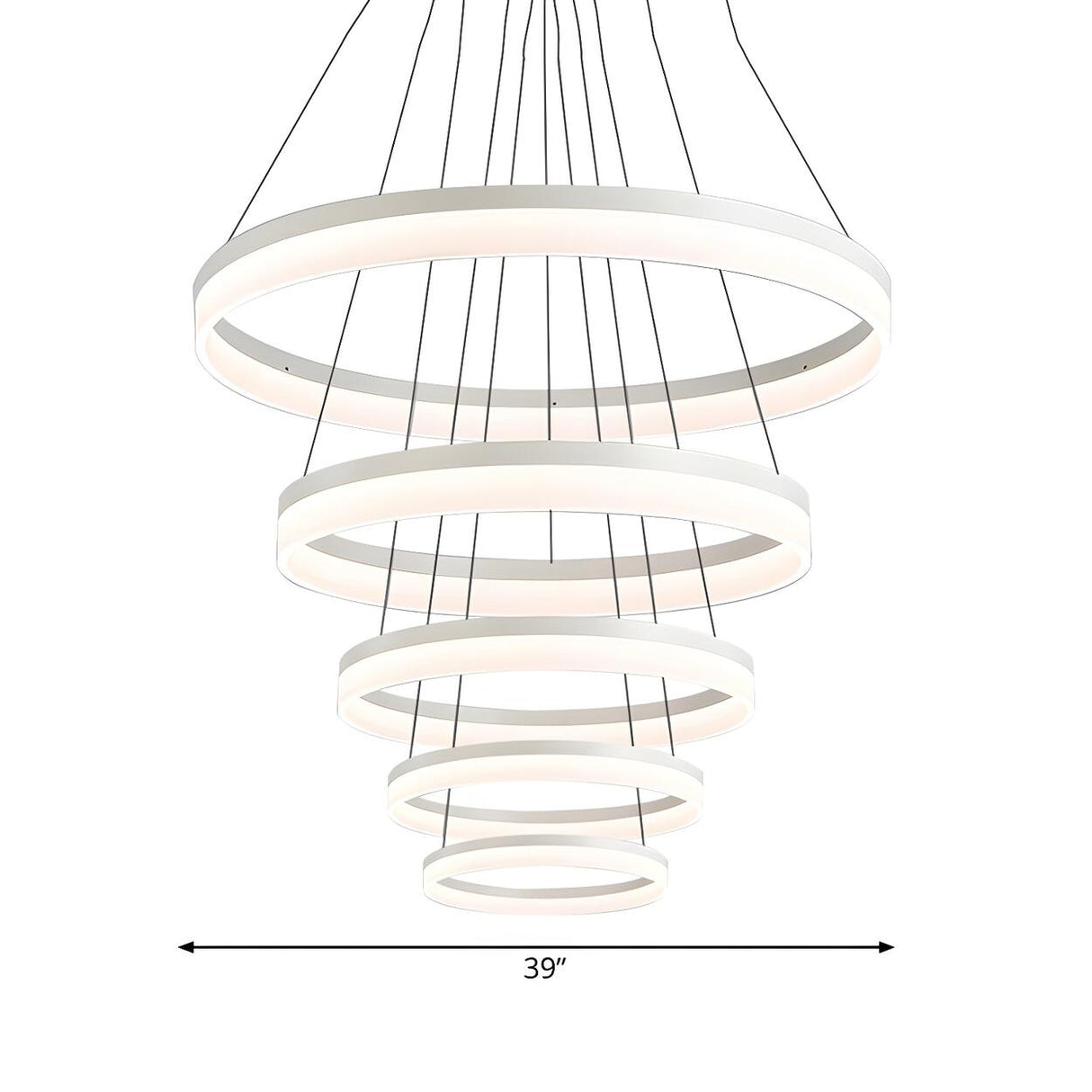 Modern White Acrylic Loop LED Ring Pendant Chandelier 