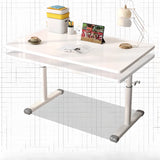 Modern White Adjustable T-Shape Wood Computer Desk Image - 10