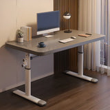 Modern White Adjustable T-Shape Wood Computer Desk Image - 14