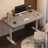 Modern White Adjustable T-Shape Wood Computer Desk Image - 19