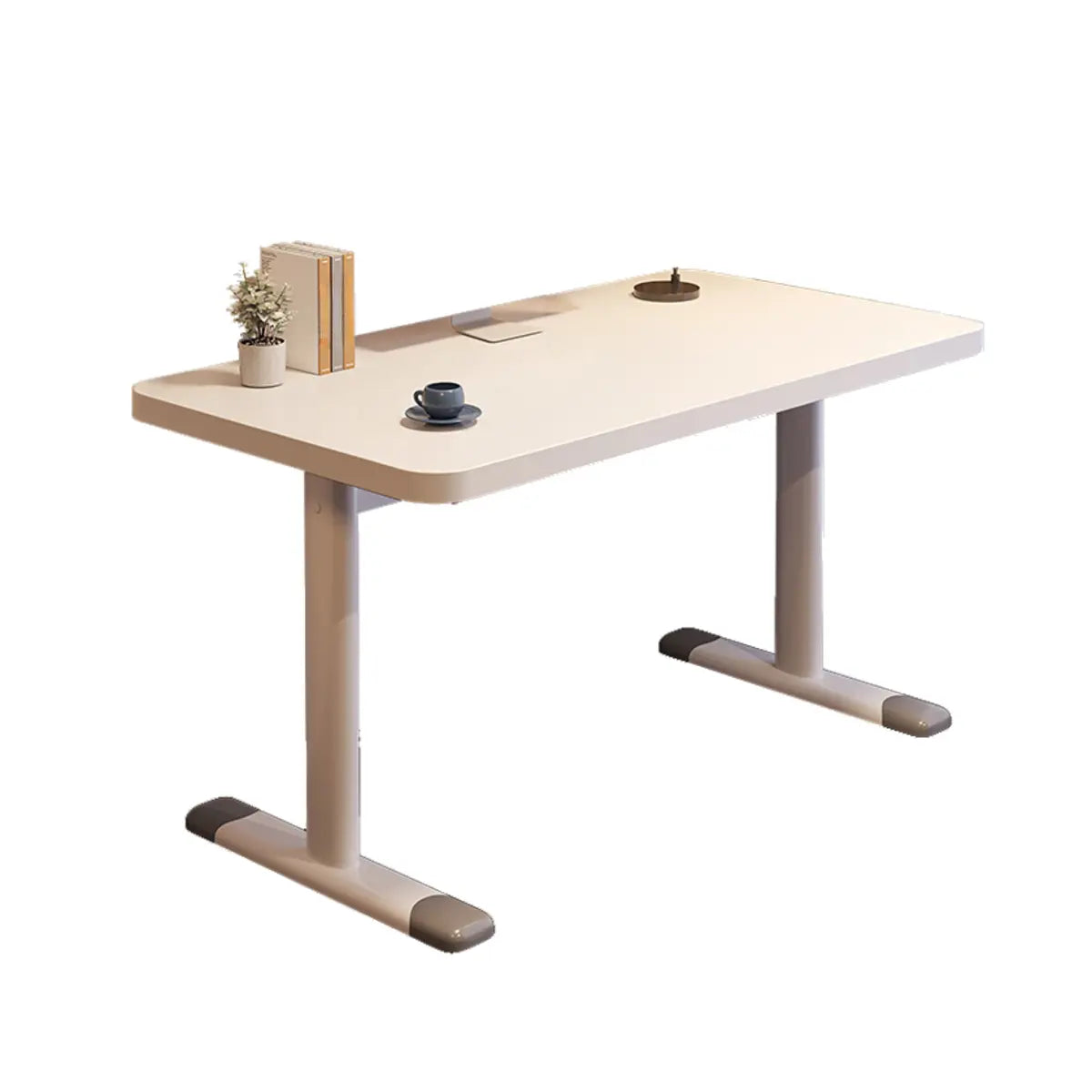 Modern White Adjustable T-Shape Wood Computer Desk Image - 20