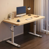 Modern White Adjustable T-Shape Wood Computer Desk Image - 21