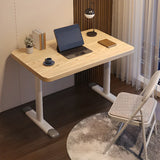 Modern White Adjustable T-Shape Wood Computer Desk Image - 23