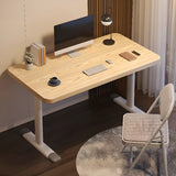 Modern White Adjustable T-Shape Wood Computer Desk Image - 24