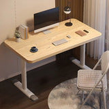 Modern White Adjustable T-Shape Wood Computer Desk Image - 25