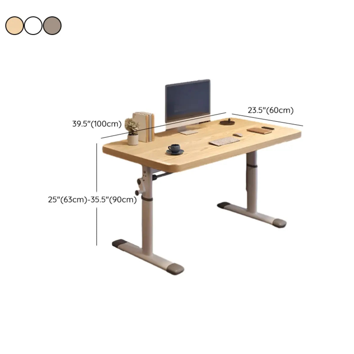 Modern White Adjustable T-Shape Wood Computer Desk Image - 27