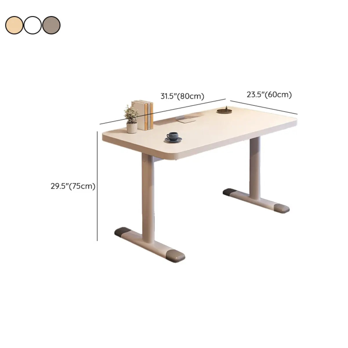 Modern White Adjustable T-Shape Wood Computer Desk Image - 29