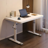 Modern White Adjustable T-Shape Wood Computer Desk Image - 3