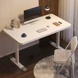 Modern White Adjustable T-Shape Wood Computer Desk Image - 7