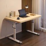 Modern White Adjustable T-Shape Wood Computer Desk Image - 8