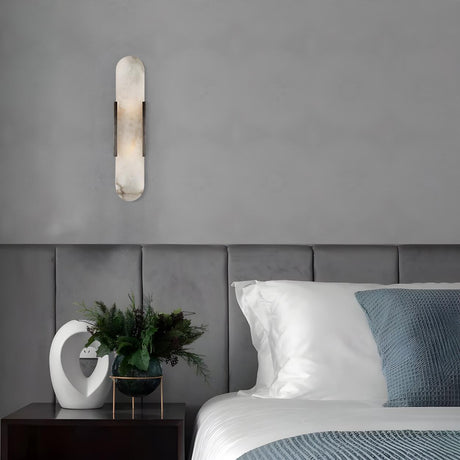 Modern White and Gold Alabaster Wall Sconce  Image - 1