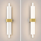 Modern White and Gold Vertical Design Wall Sconce Image - 11