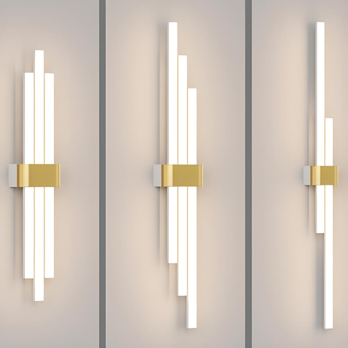 Modern White and Gold Vertical Design Wall Sconce Image - 12