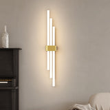 Modern White and Gold Vertical Design Wall Sconce Image - 2