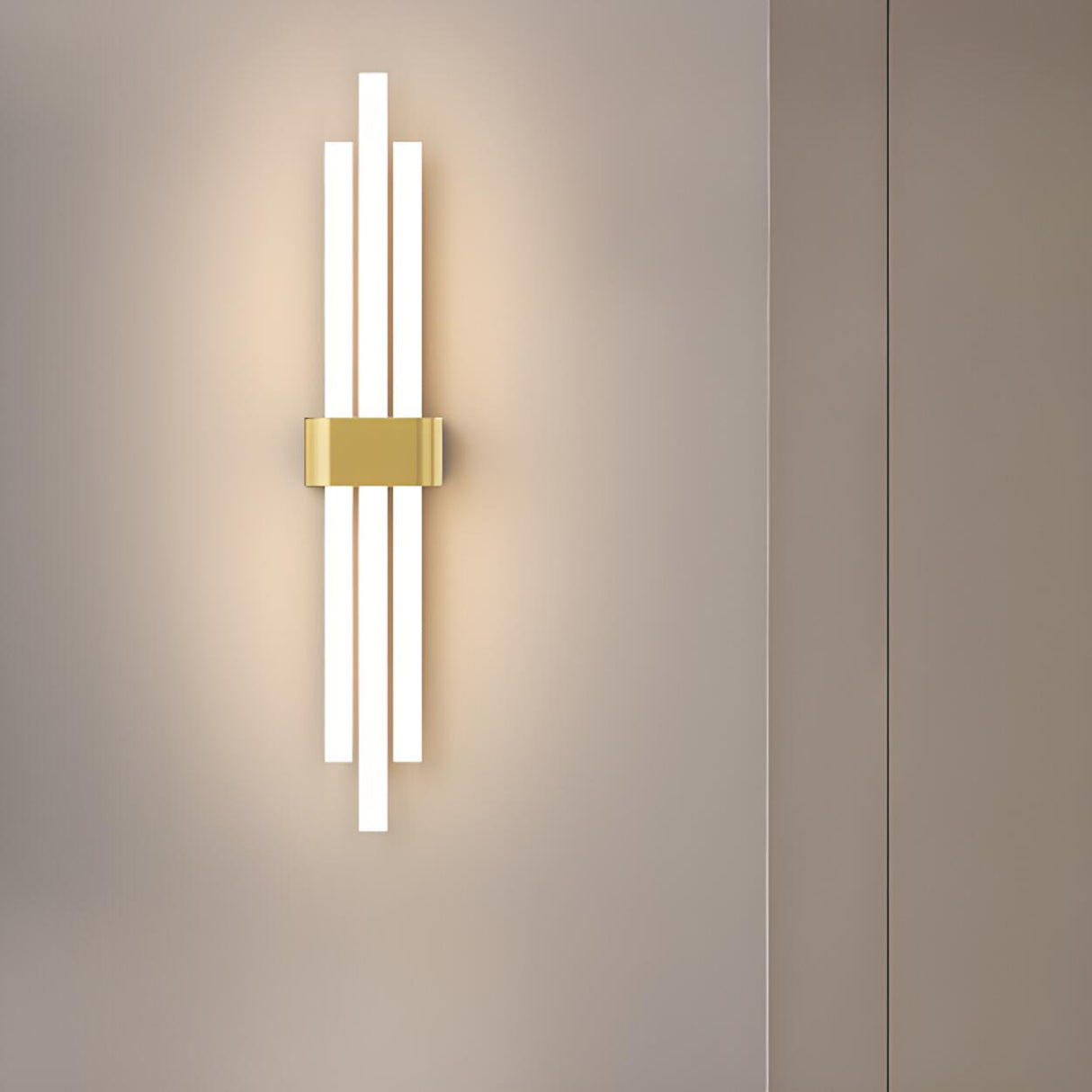 Modern White and Gold Vertical Design Wall Sconce Image - 4