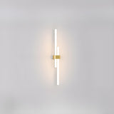 Modern White and Gold Vertical Design Wall Sconce Image - 6