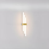 Modern White and Gold Vertical Design Wall Sconce Image - 7