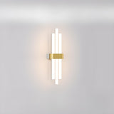 Modern White and Gold Vertical Design Wall Sconce Image - 8