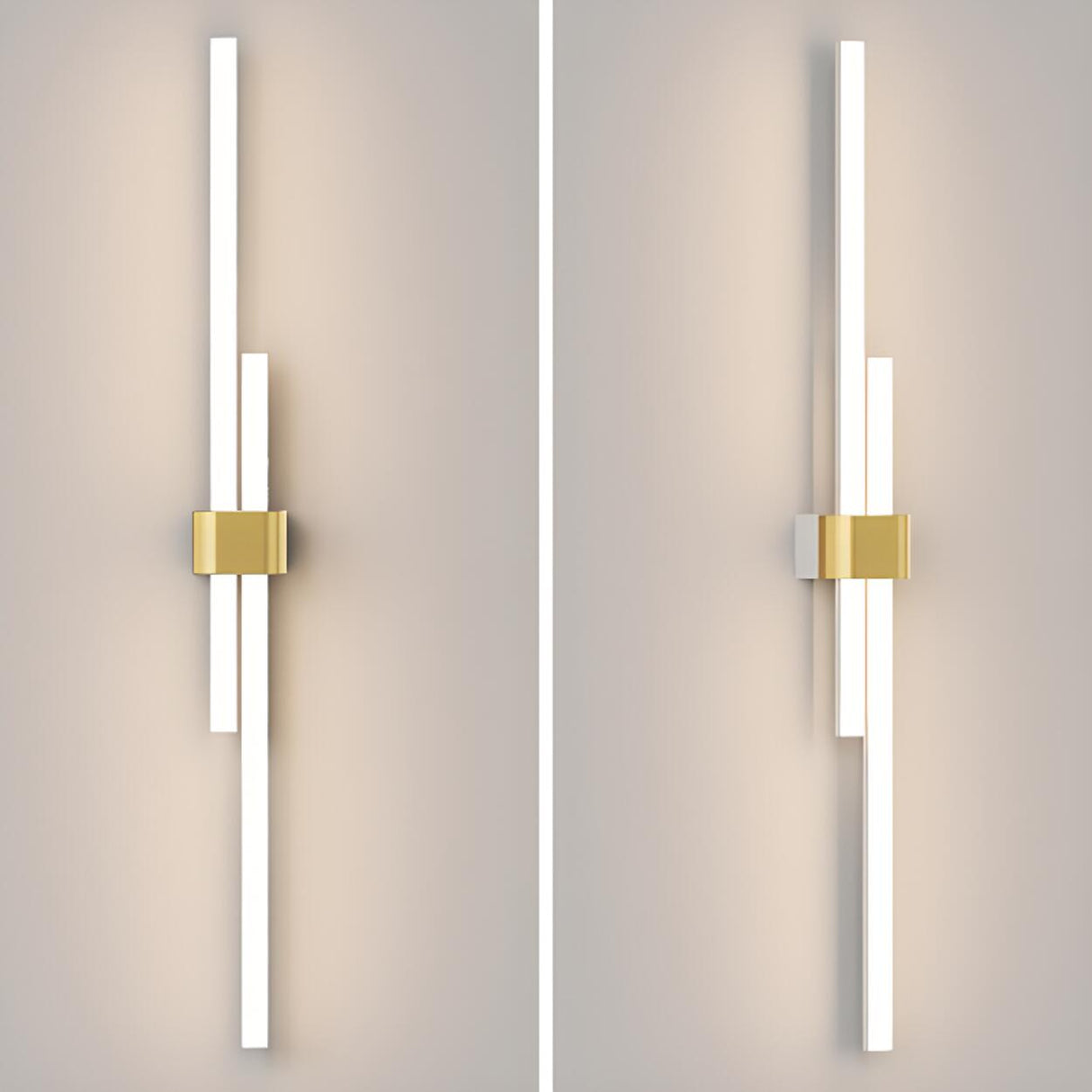 Modern White and Gold Vertical Design Wall Sconce Image - 9