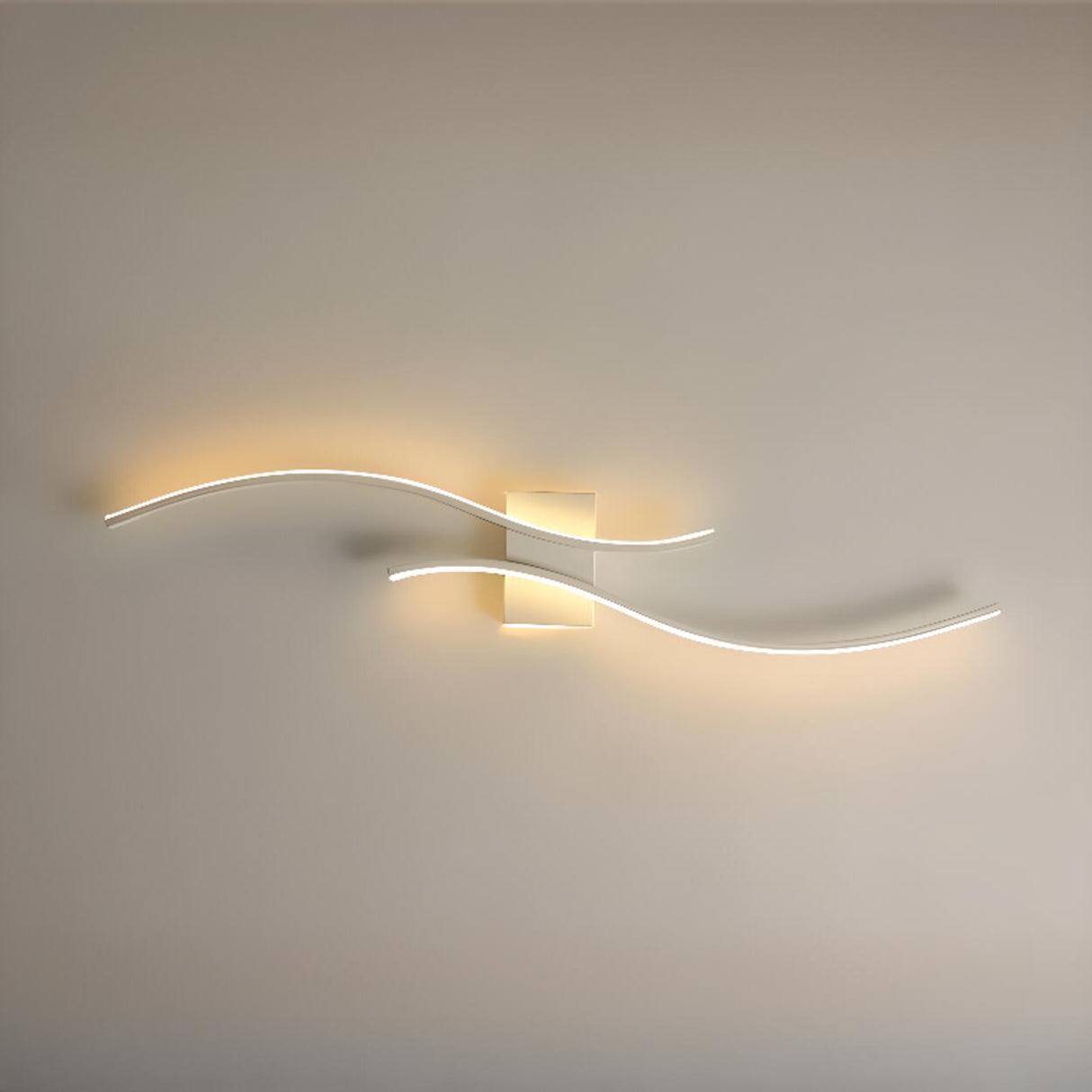 Modern White Bedroom LED Wave Wall Sconce Light Image - 11