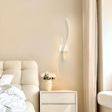 Modern White Bedroom LED Wave Wall Sconce Light Image - 4