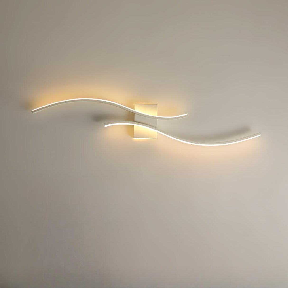 Modern White Bedroom LED Wave Wall Sconce Light Image - 5